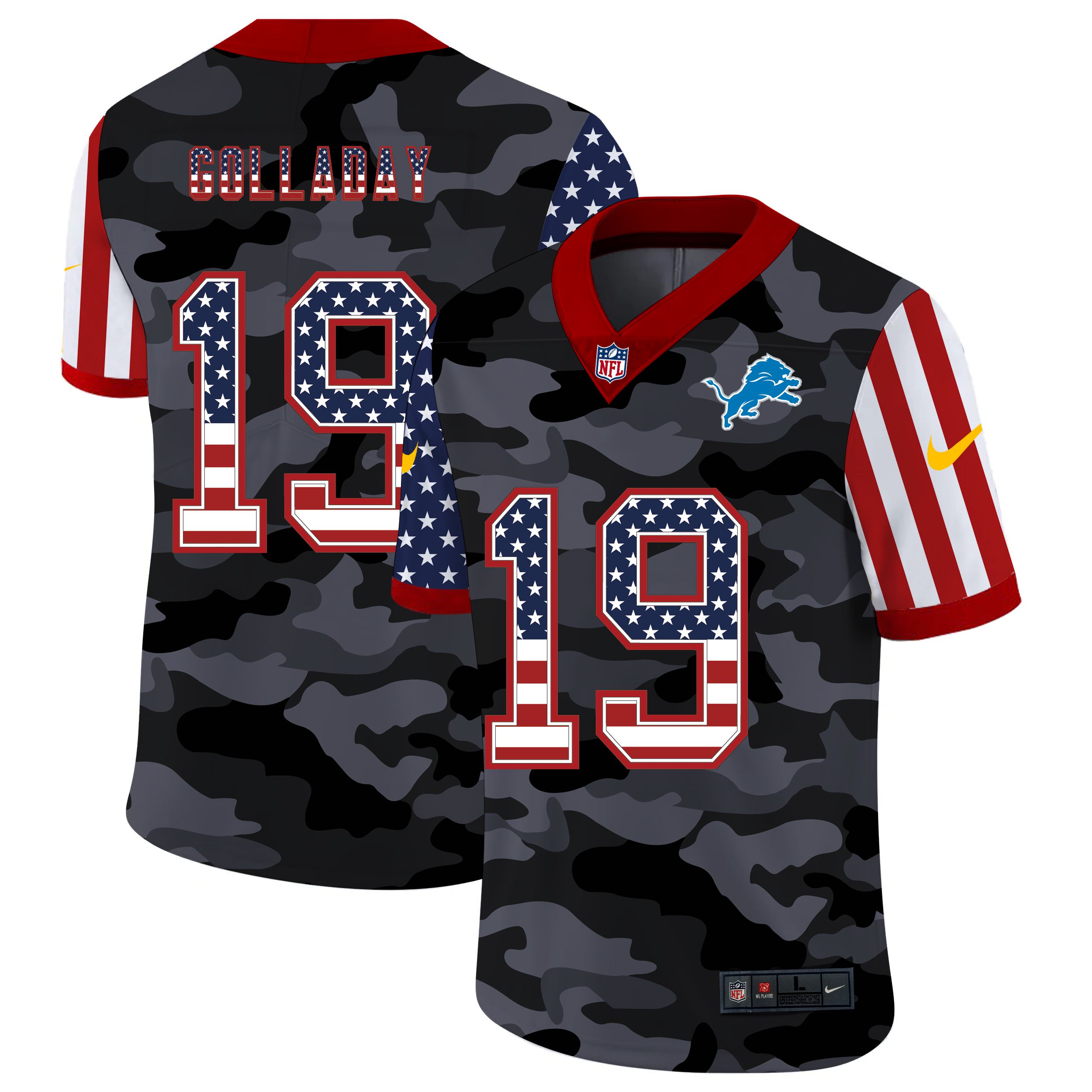 Men Detroit Lions #19 Golladay 2020 Nike USA Camo Salute to Service Limited NFL Jerseys
